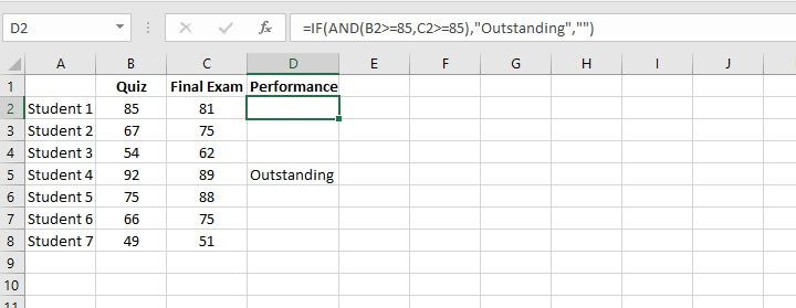 Excel IF function