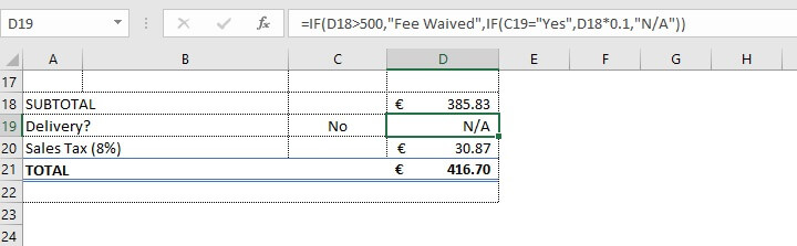 Excel IF function