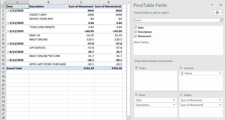 Excel Cumulative Sum - Running Total - PIVOT