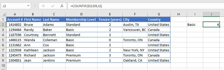 COUNTIF Excel - cell reference criteria