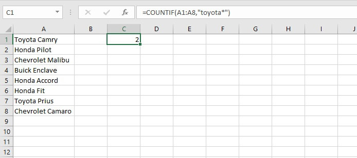 COUNTIF Excel - wildcards