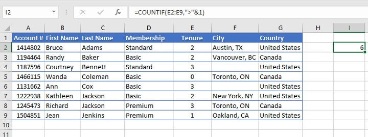 COUNTIF Excel - logical expression