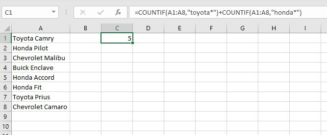 COUNTIF Excel - OR logic