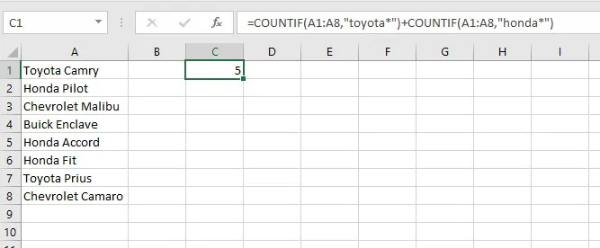 COUNTIF Excel - OR logic