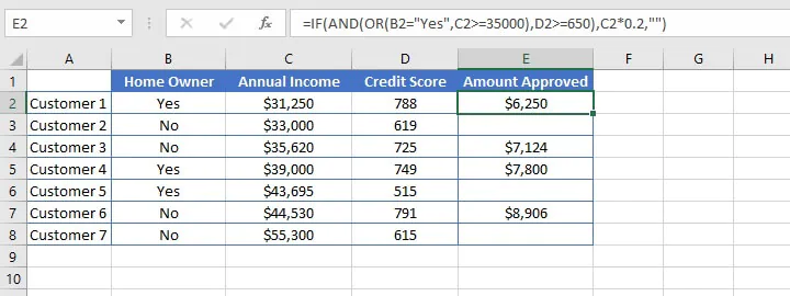 Excel AND function - nesting IF/AND/OR