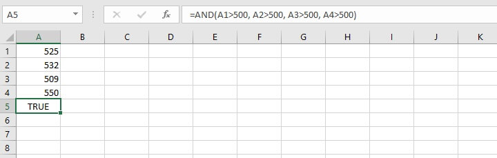 Excel AND function