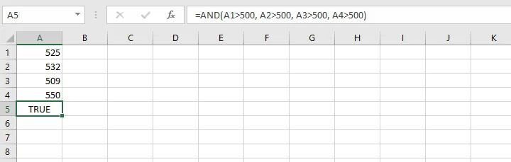 Excel AND function