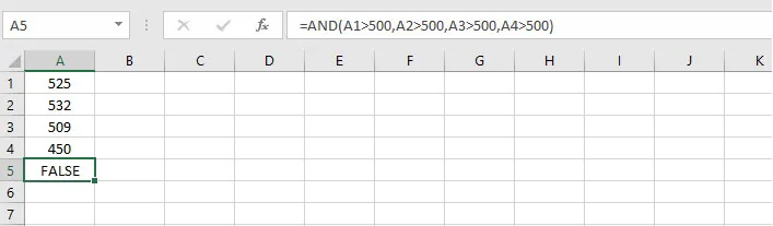Excel AND function