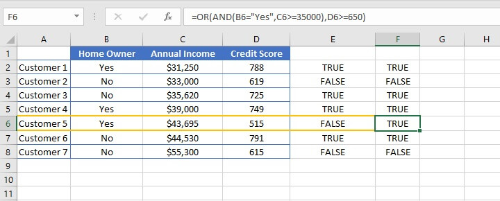 Excel AND function - nesting AND/OR
