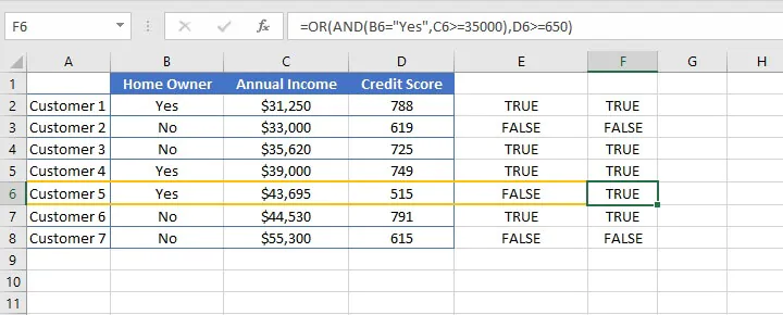 Fungsi Excel AND - bersarang DAN/ATAU