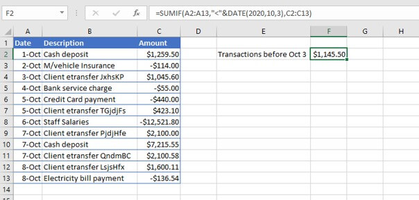 sumif Excel - date criteria