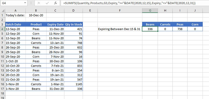 sumifs Excel - numeric values