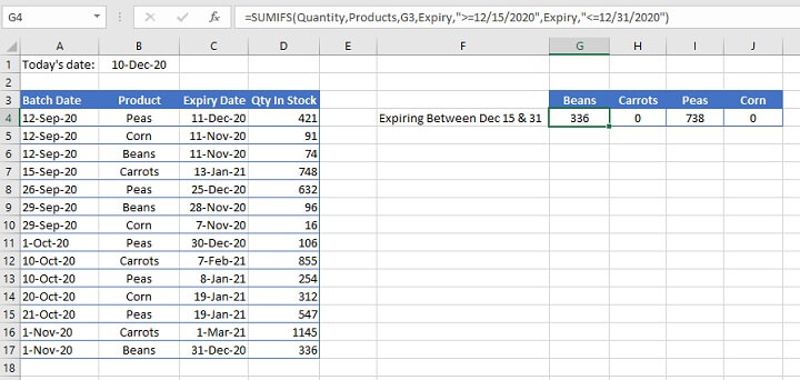 sumifs Excel - numeric values