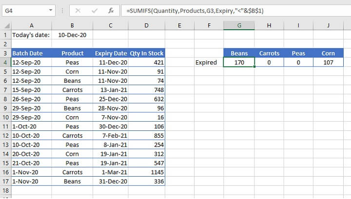 sumifs Excel - named ranges