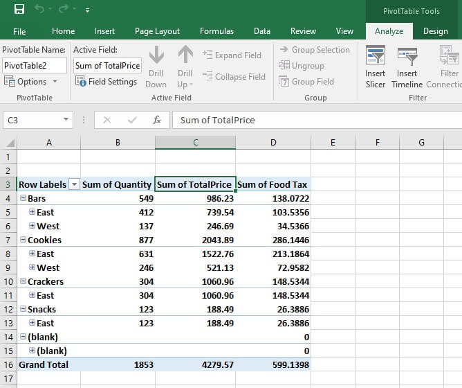 Pivot table calculated field