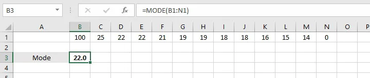 How to calculate average in Excel - MODE
