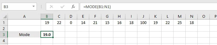 How to calculate average in Excel - MODE