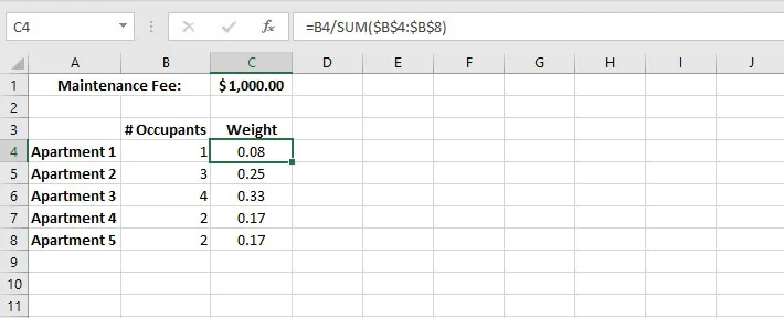 Weighted average Excel