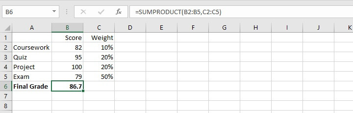 Weighted average Excel