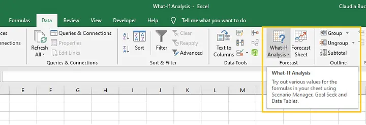 What if analysis Excel