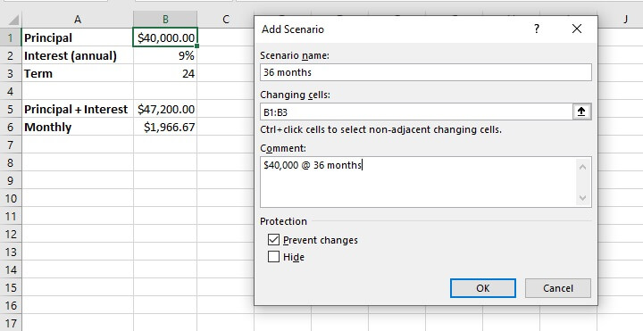 What if analysis Excel - scenario manager