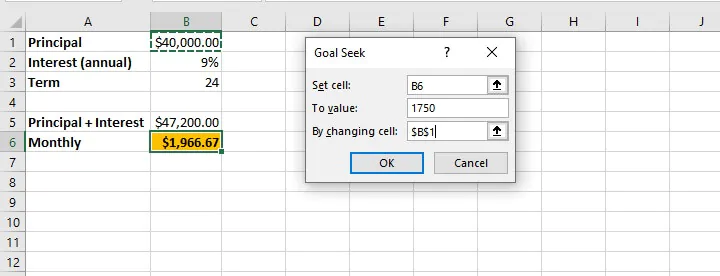 What if analysis Excel - Goal Seek