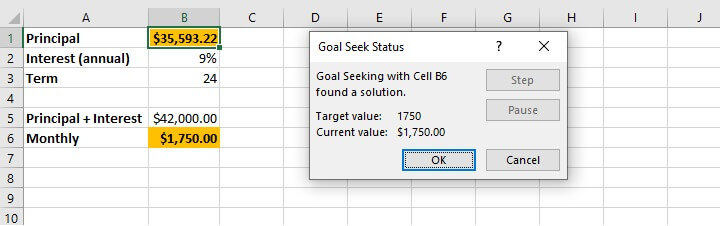 What if analysis Excel - Goal Seek