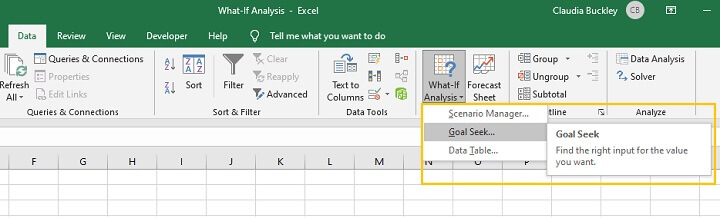 What if analysis Excel - Goal Seek