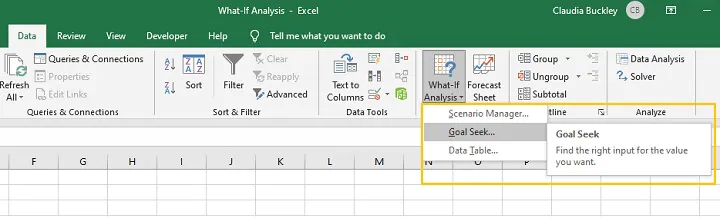 What if analysis Excel - Goal Seek