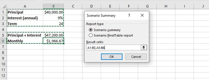 What if analysis Excel - scenario manager