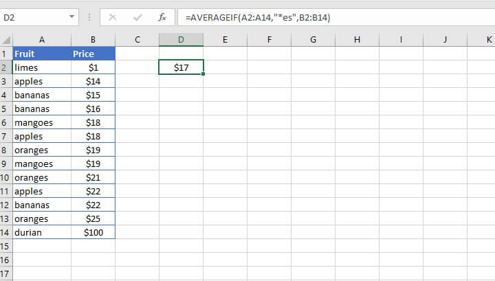Excel Averageif function - partial matches