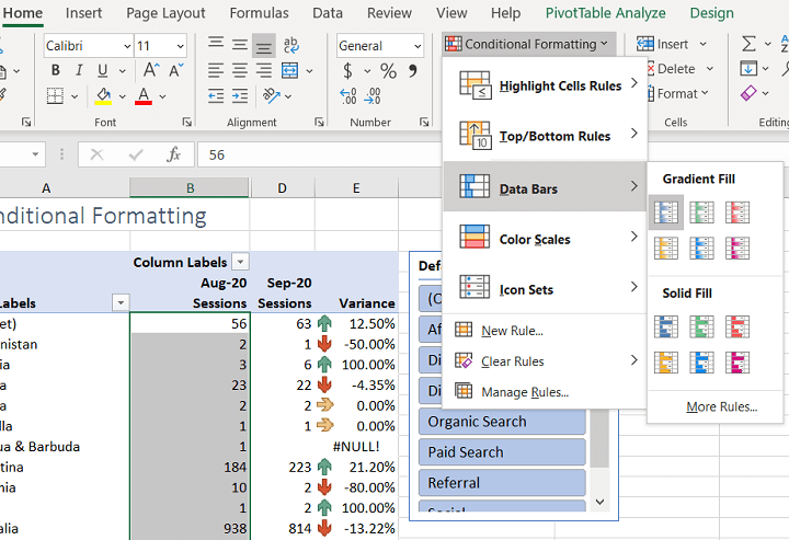 Conditional formatting Excel