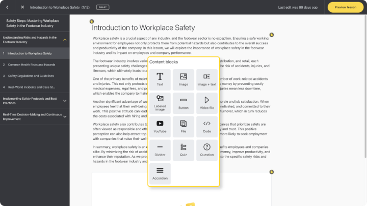 GoSkills course builder content blocks