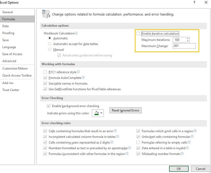 Excel Goal Seek - troubleshooting