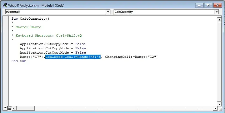 Excel Goal Seek - macro