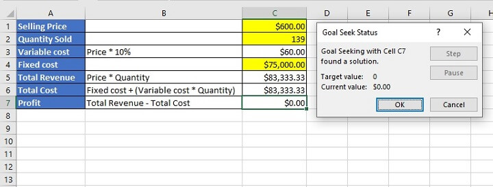 Excel Goal Seek