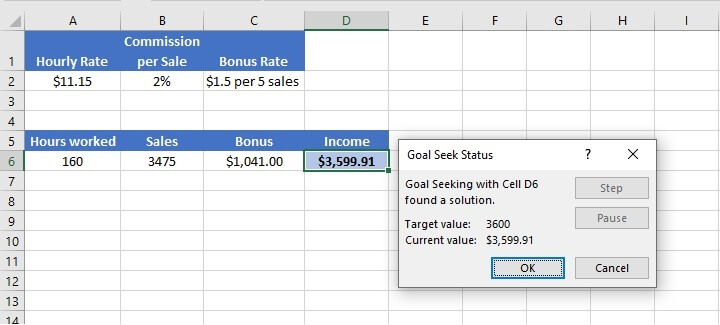 Excel Goal Seek - troubleshooting