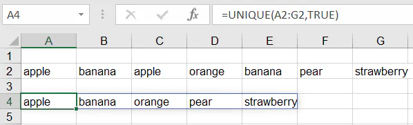 Count unique values Excel - horizontal ranges