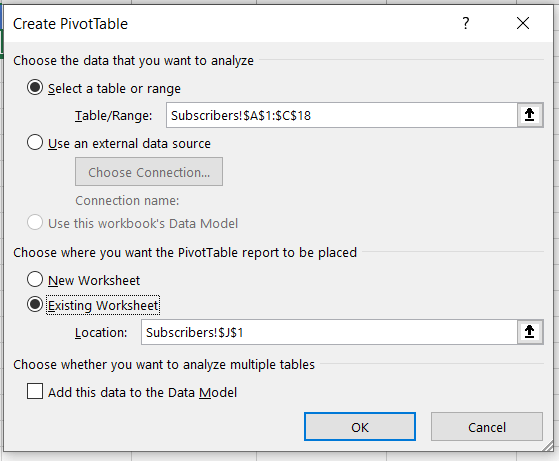 count unique values with pivot table