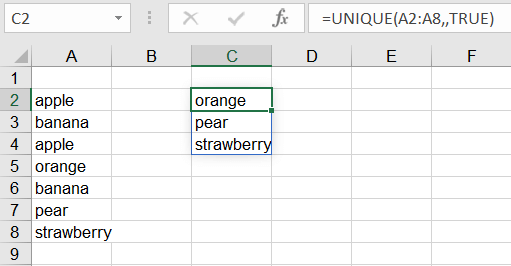 Count unique values Excel - value appears once