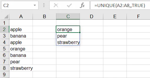 Count unique values Excel - value appears once