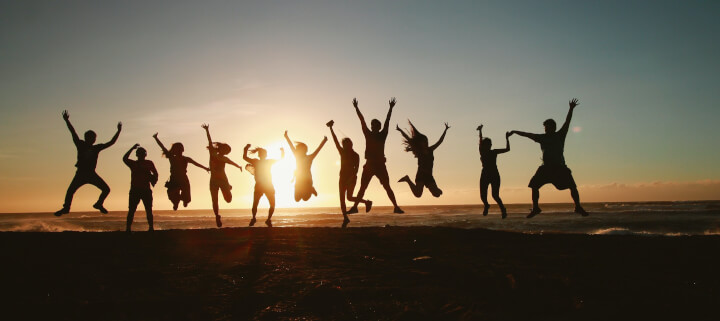 Group celebrating on a retreat