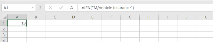 LEN function example 2