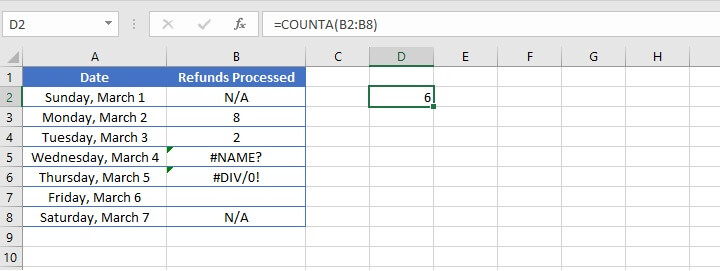 Excel counta