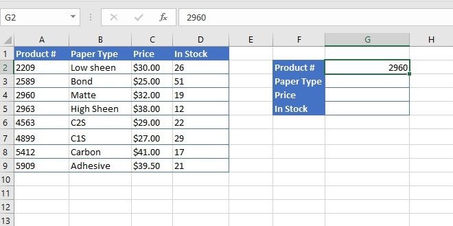 INDEX MATCH example