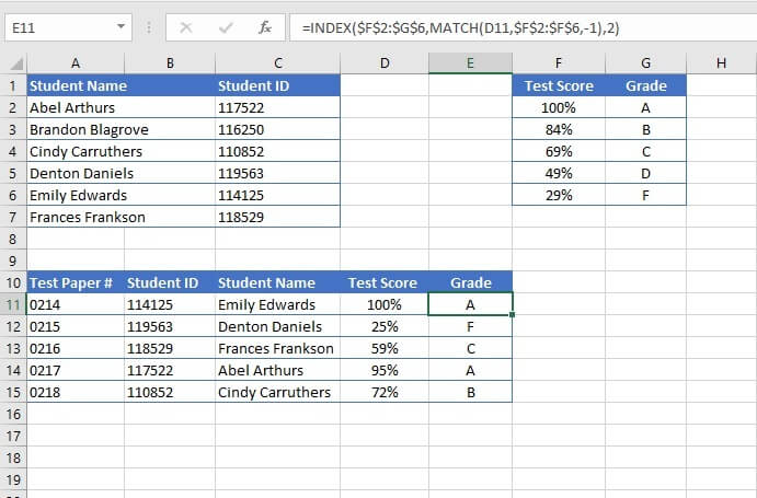 INDEX MATCH example 8