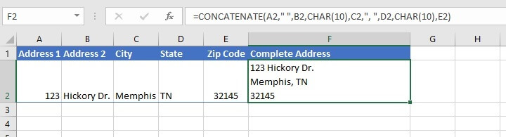 Concatenate Excel