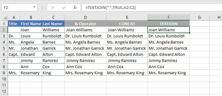 Textjoin Excel