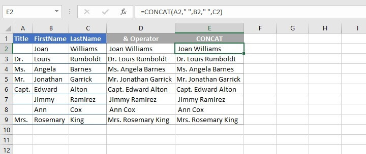 Concatenate Excel - &