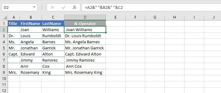 Concatenate Excel - &